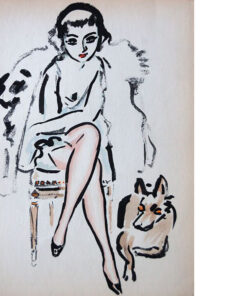POCHOIR KEES VAN DONGEN - Jeune femme au chien